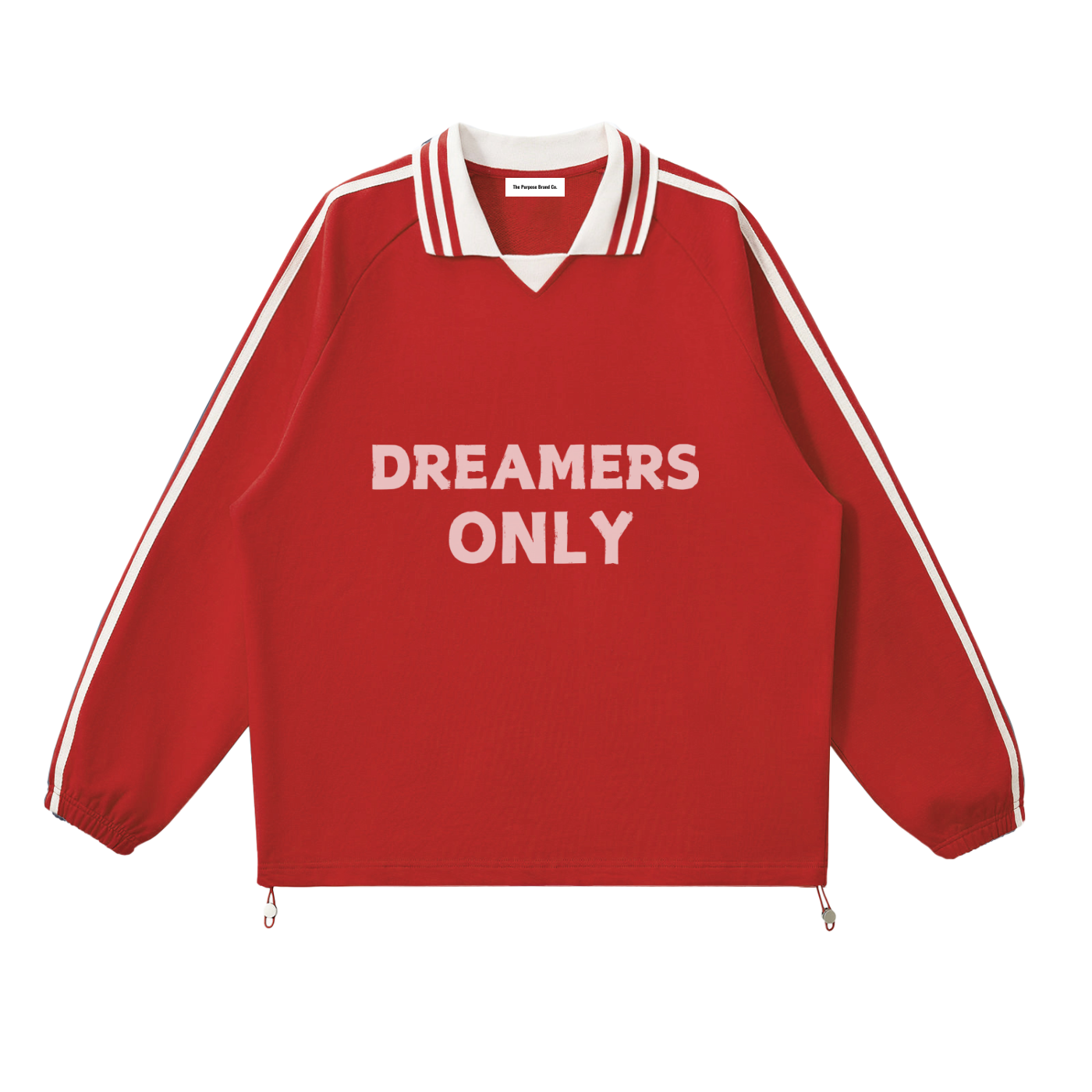 “Dreamers Only”  Striped Lapel Collar Sweatshirt