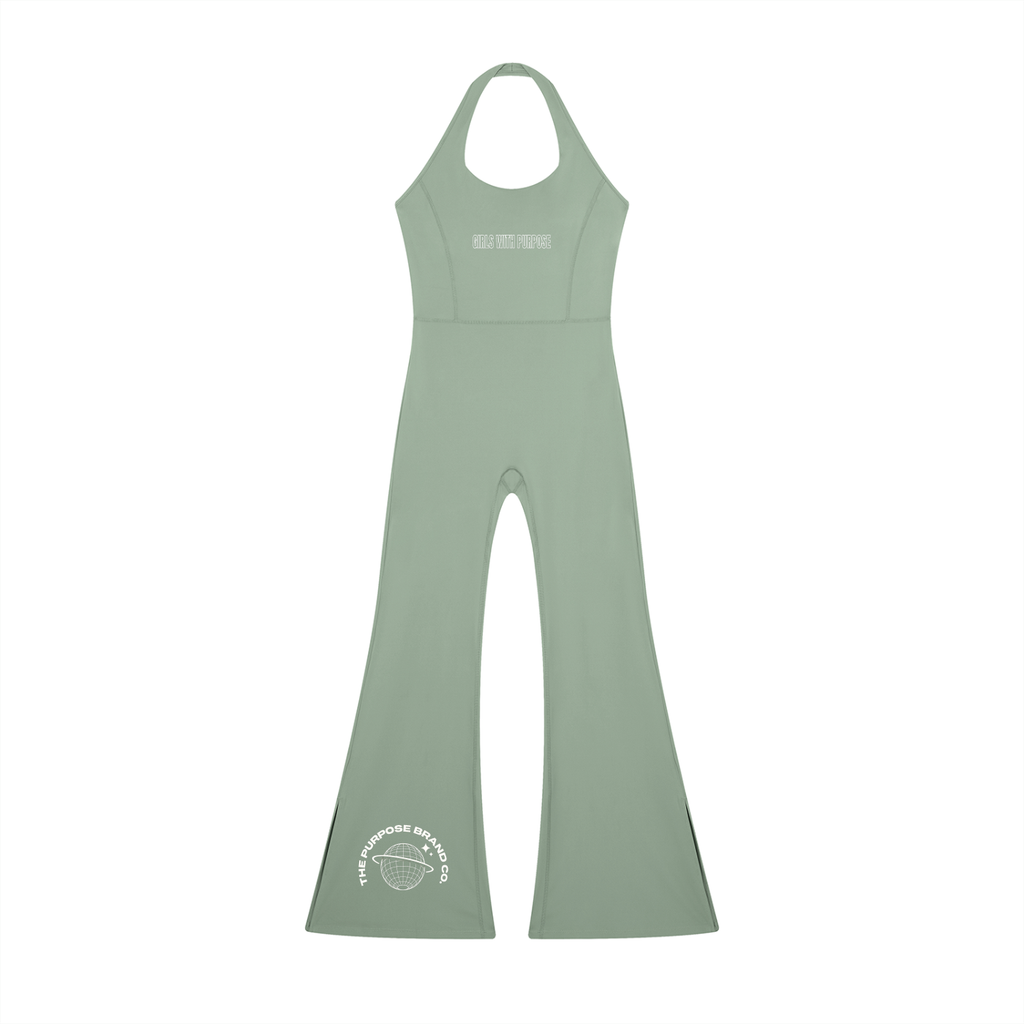 “Girls With Purpose” Halter Flared Jumpsuit