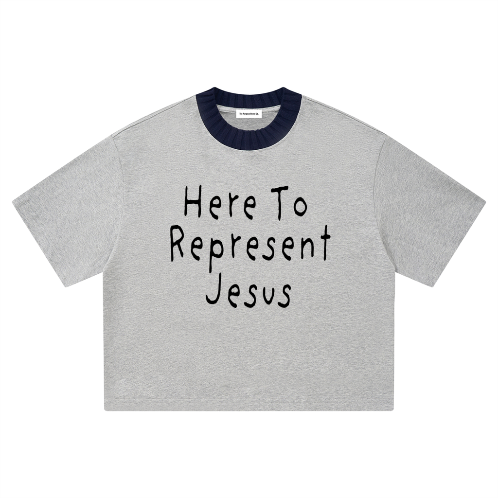 “Here To Represent Jesus” Heavyweight Boxy TEE