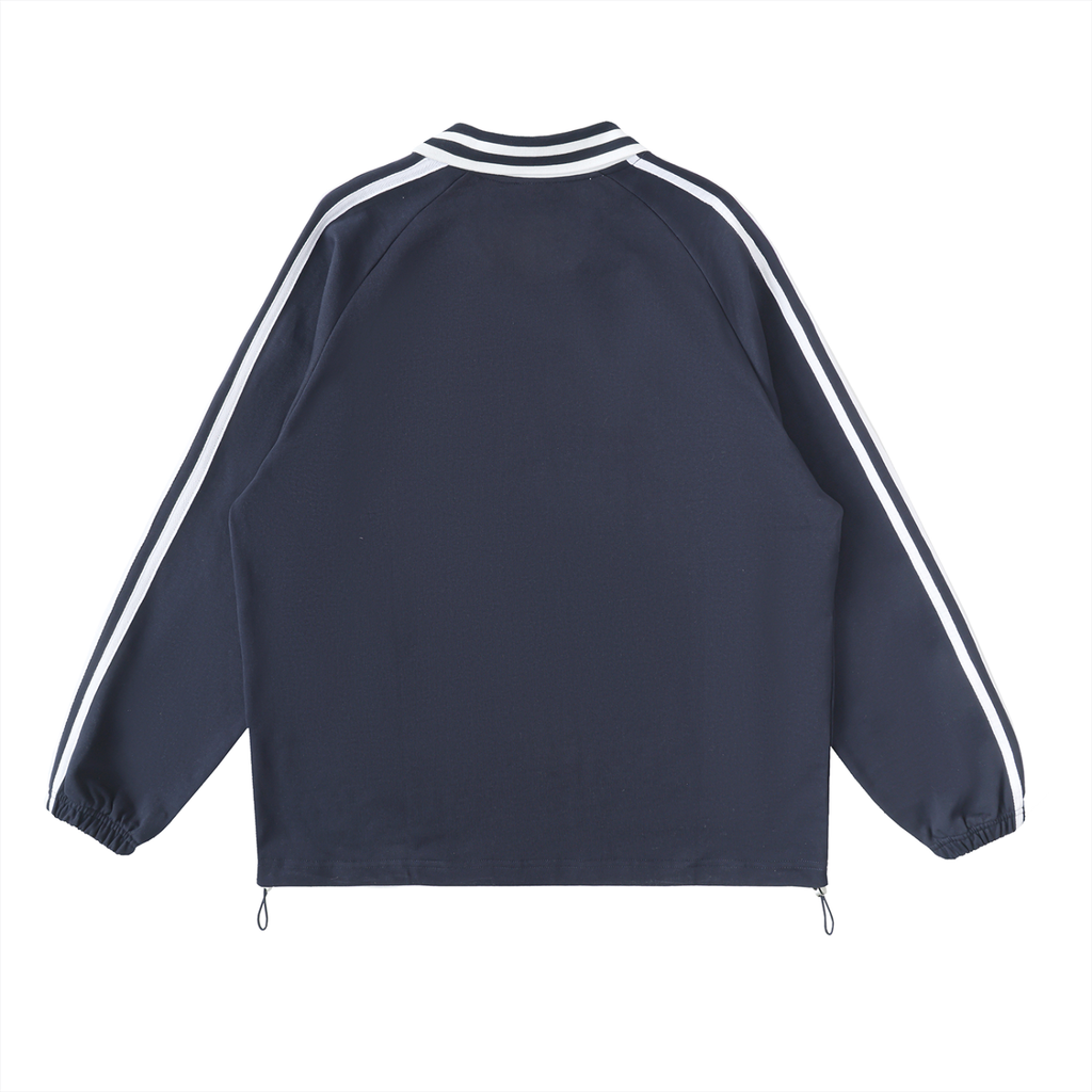 “Dreamers Only”  Striped Lapel Collar Sweatshirt