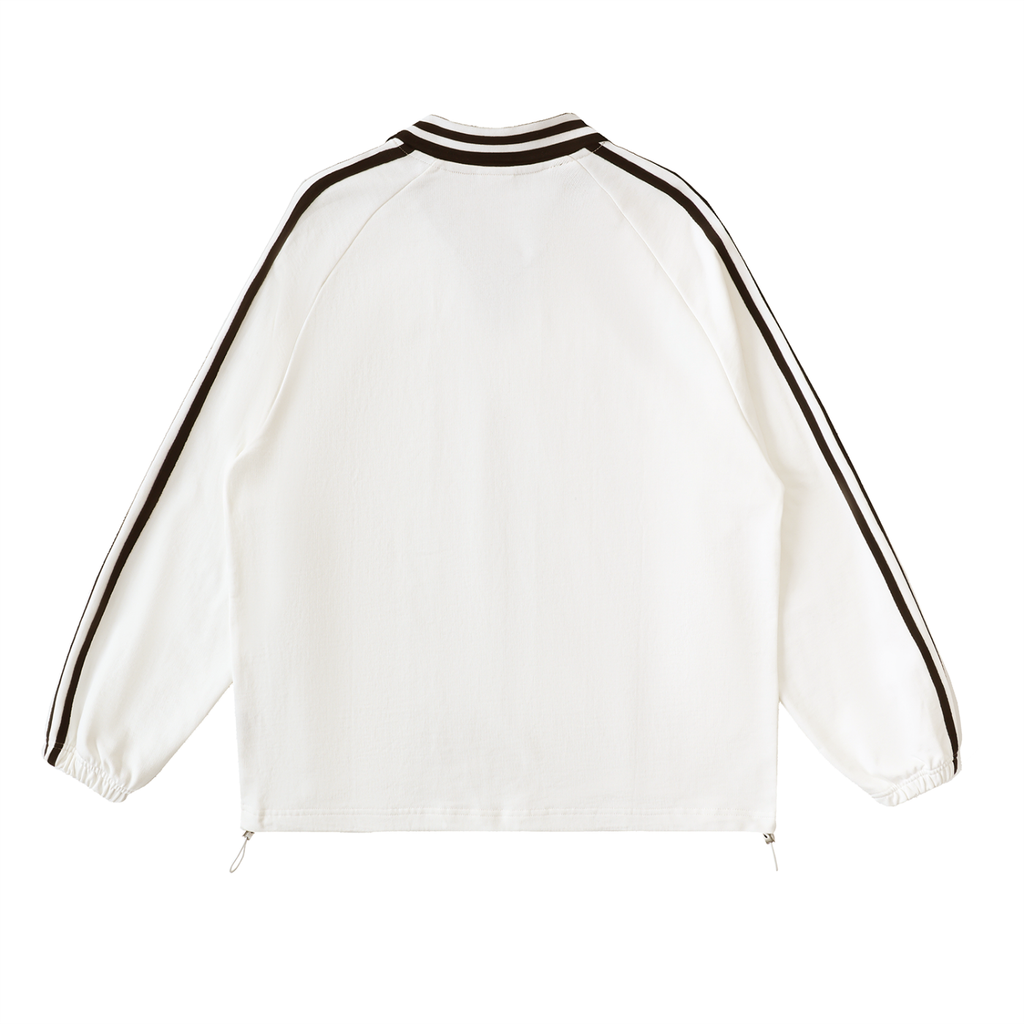 “Dreamers Only” Striped Lapel Collar Sweatshirt