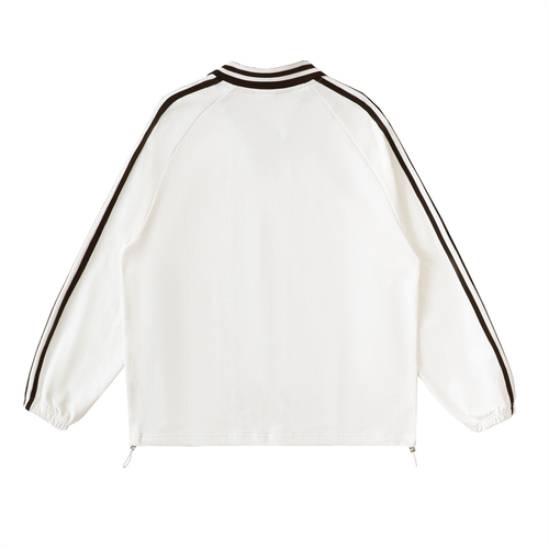 “Dreamers Only” Striped Lapel Collar Sweatshirt