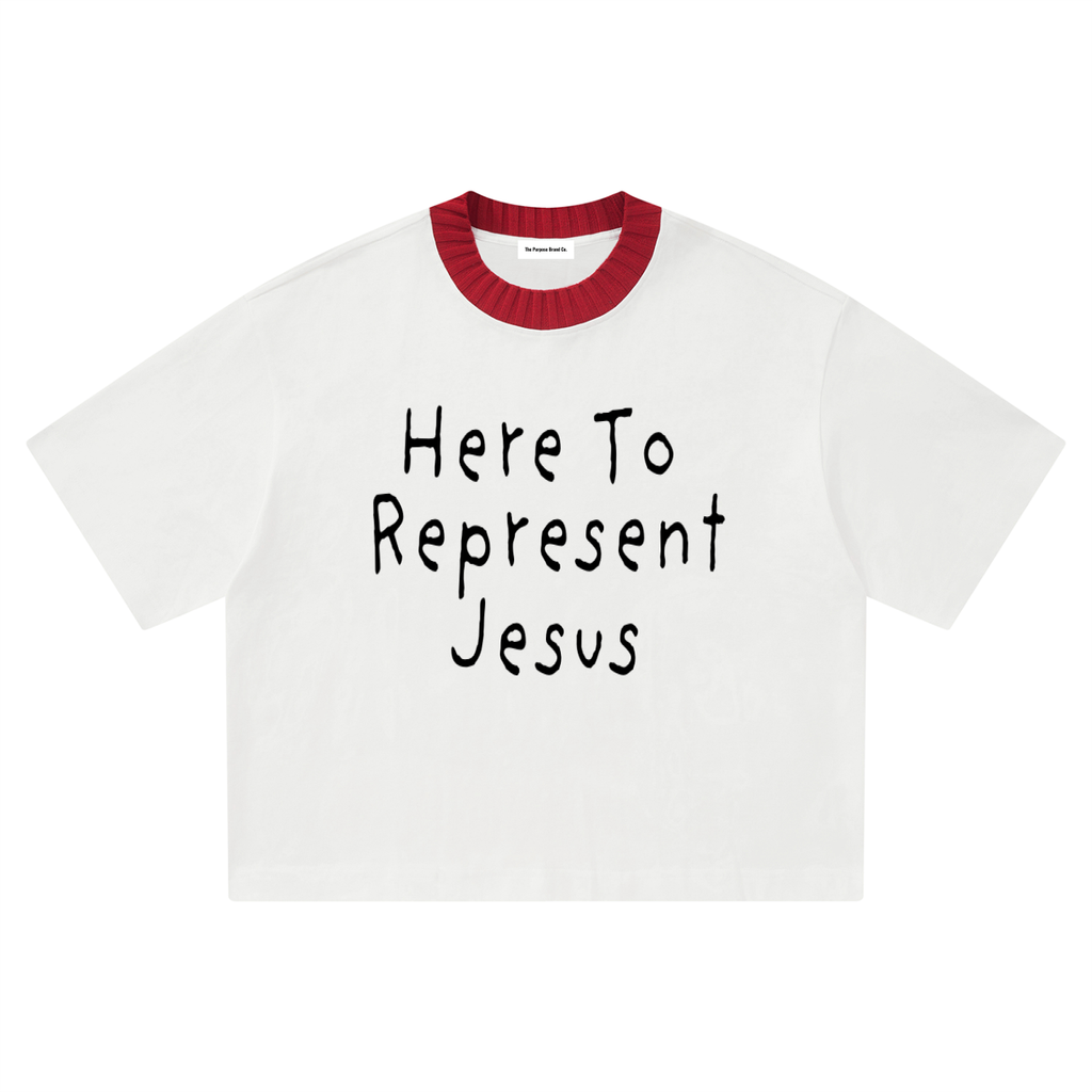 “Here To Represent Jesus” Heavyweight Boxy TEE